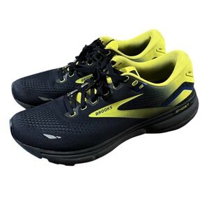 Brooks Ghost 15 Men's Running Sneakers Shoes Comfort Black Yellow Athletic 9 D